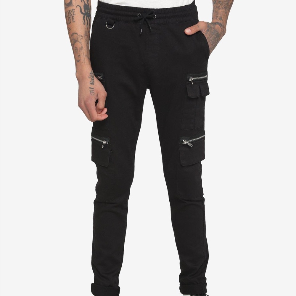 Hot Topic Denim Cargo Joggers with Zip Pockets